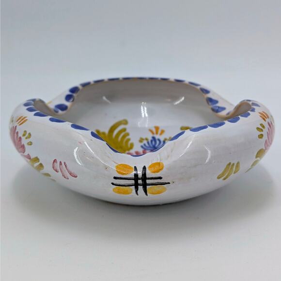 VTG Talavera Ceramic Dish Ashtray Spoon Rest Hand Painted Majolica Floral Spain - Picture 12 of 13